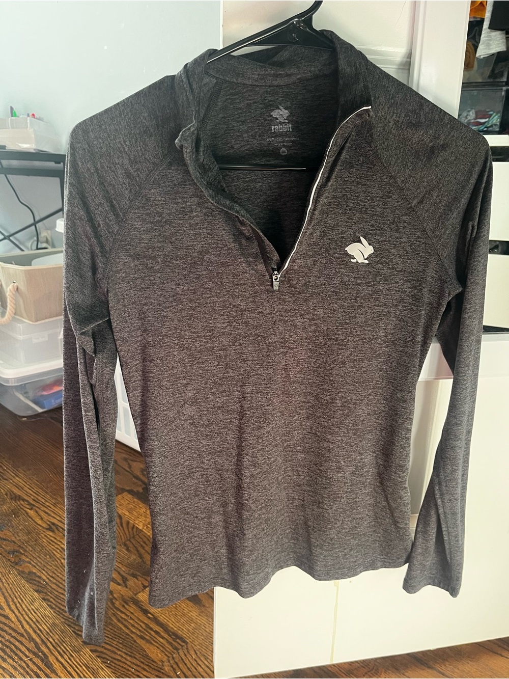 Gray Long-Sleeve Quarter-Zip Top for Women